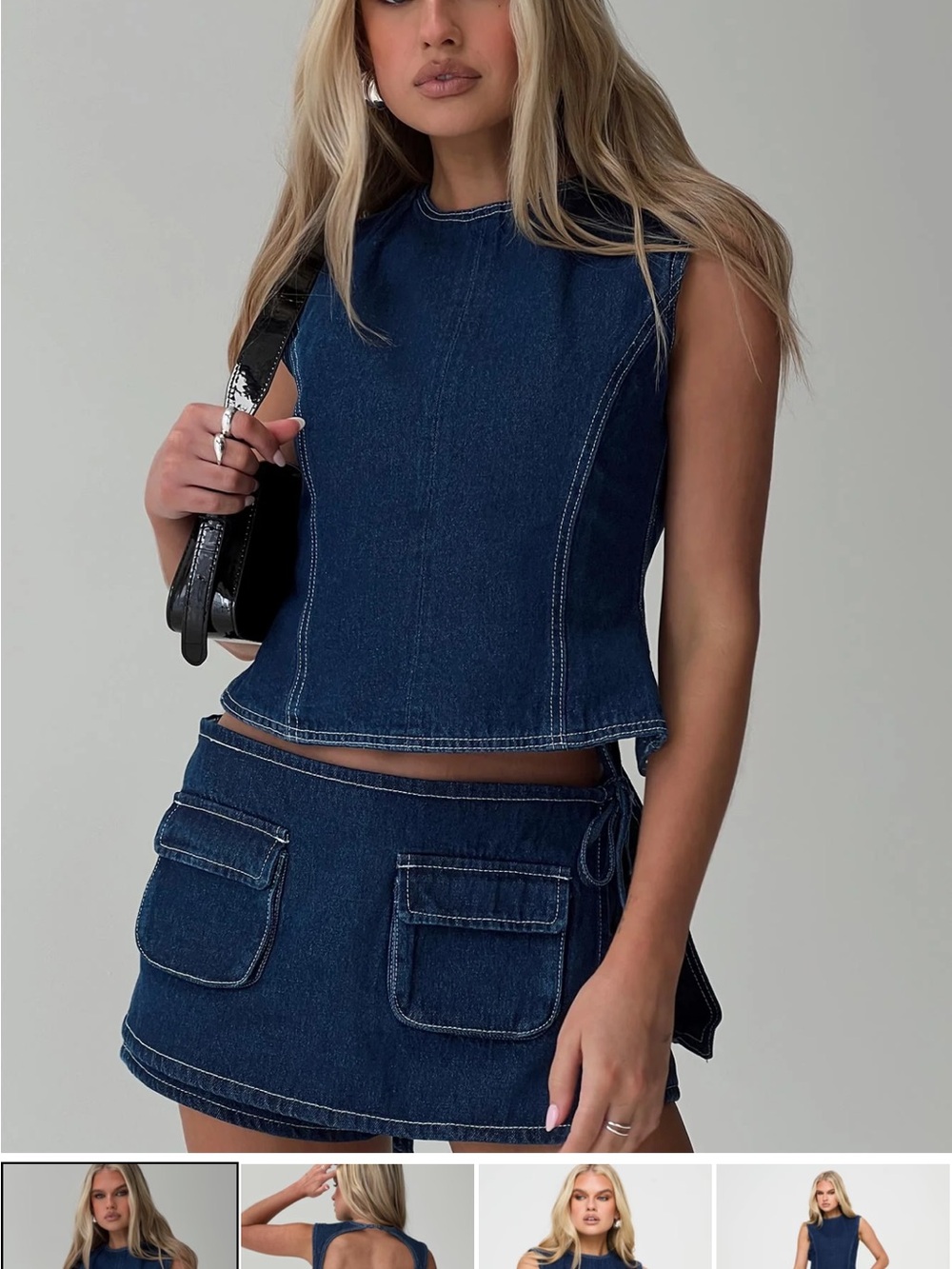 Princess Polly Lioness Countryside Top Dark Indigo Denim Sleeveless Top - Picture 7 of 7